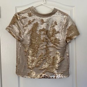 Buckle gold sequins shirt size small
